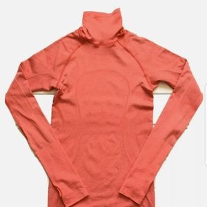 Lululemon Run Swiftly Long Sleeve Shirt Turtleneck Sz 4 Orange EUC